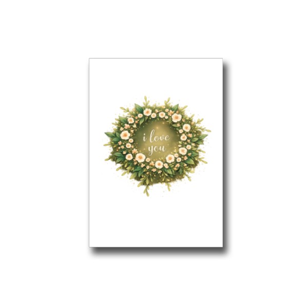 Přáníčko s potiskem I Love You Green Floral