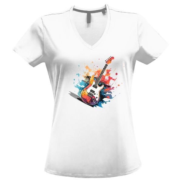 Tričko s potiskem Kytara v plamenech