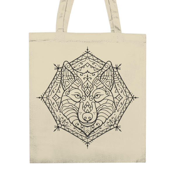 Nákupní taška unisex s potiskem Mandala vlk - taška